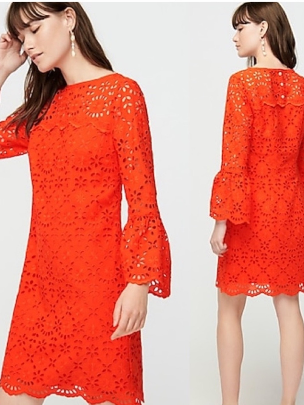 J. Crew Bell-Sleeve Dress In Embroidered Eyelet